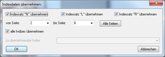 Indexwerte übernehmen