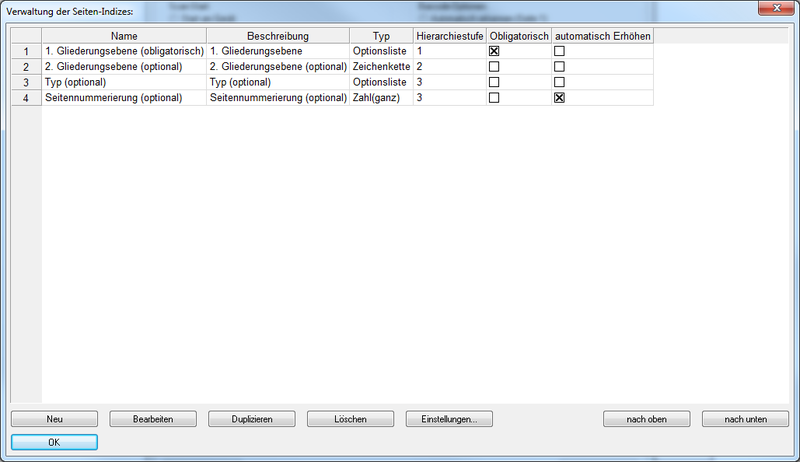 Page Index Administration