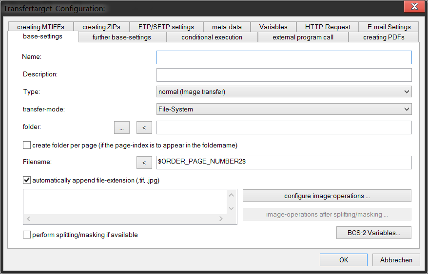 Transfer Target Configuration