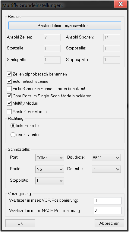 MultiFly 2/3 Einstellungen