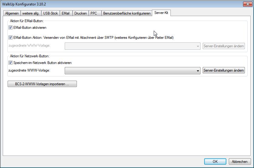 WalkUp-Konfigurator: Reiter "Server-Kit"