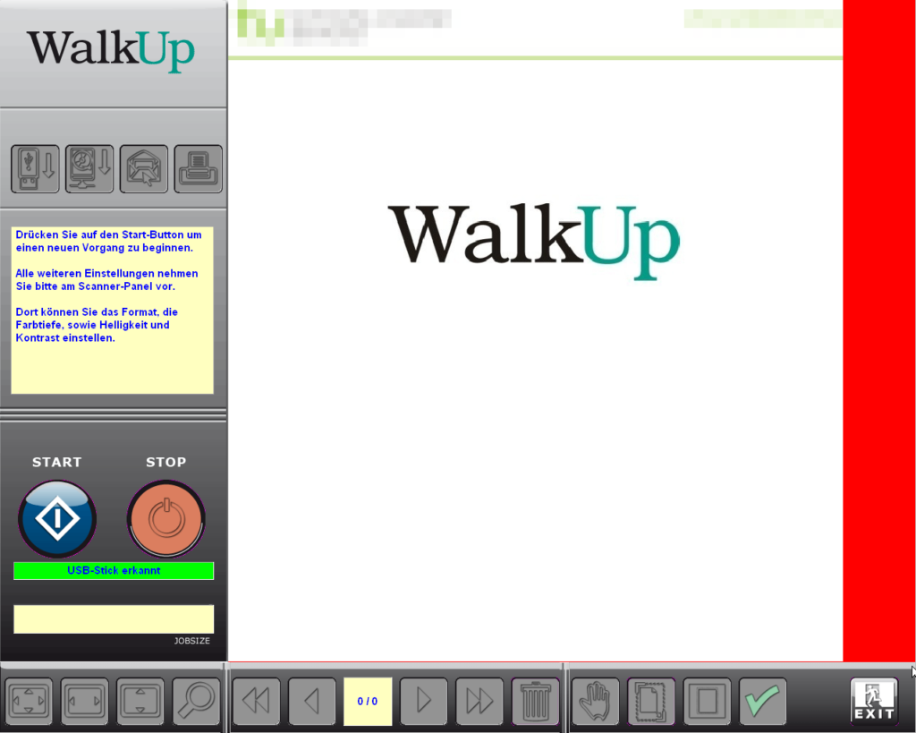 WalkUp-Oberfläche: Auftrag gestartet, aber noch kein Image vorhanden