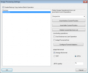 Image post processing settings