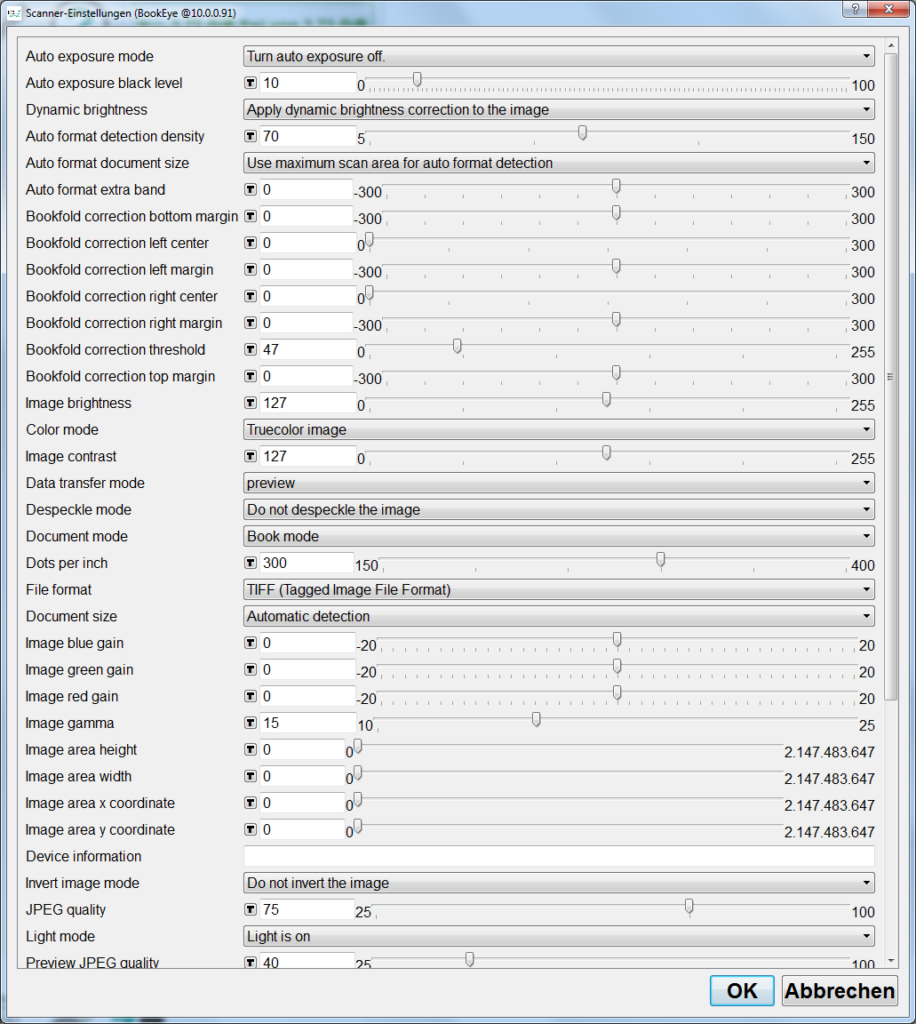 Scanner Einstellungen
