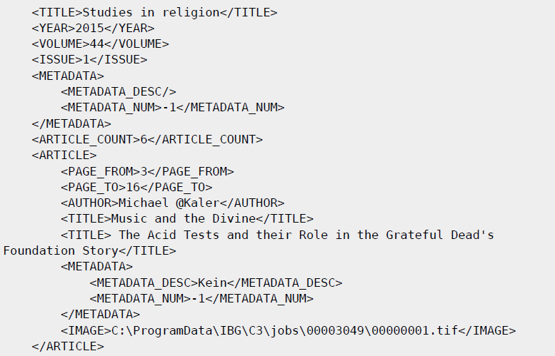 Ausschnitt aus einem C-3 XML Beispiel 